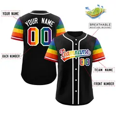 Black LGBT Rainbow Pride Month Raglan Baseball Jersey 2