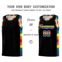 Black LGBT Rainbow Pride Month Sports Basketball Jersey 4
