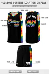 Black LGBT Rainbow Pride Month Sports Basketball Jersey 6