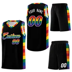 Black LGBT Rainbow Pride Month Sports Basketball Jersey 7