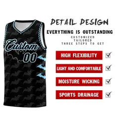 Black Light Blue Bat Pattern Halloween Basketball Jersey 2