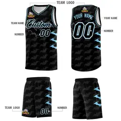 Black Light Blue Bat Pattern Halloween Basketball Jersey 5