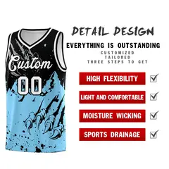 Black Light Blue Beast Pattern Sports Basketball Jersey 2