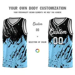 Black Light Blue Beast Pattern Sports Basketball Jersey 3