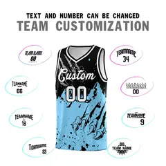 Black Light Blue Beast Pattern Sports Basketball Jersey 4