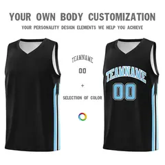 Black Light Blue Classic Athletic Casual Basketball Jersey 3
