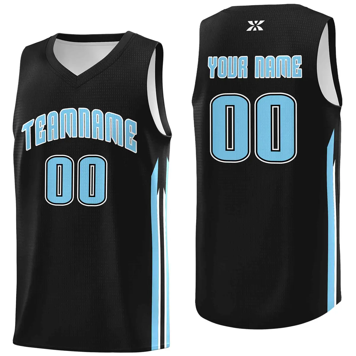 Black Light Blue Classic Mesh Sport Basketball Jersey