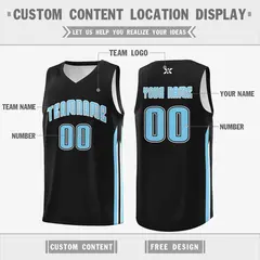 Black Light Blue Classic Mesh Sport Basketball Jersey 2