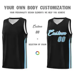 Black Light Blue Classic Mesh Sport Basketball Jersey 3