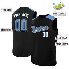 Black Light Blue Classic Sleeveless Baseball Jersey 2