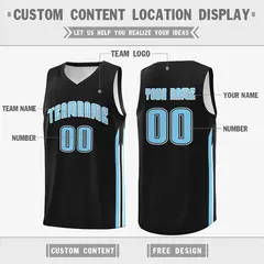 Black Light Blue Classic Sport Game Basketball Jersey 2