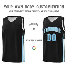 Black Light Blue Classic Sport Game Basketball Jersey 3
