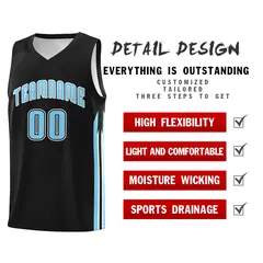 Black Light Blue Classic Sport Game Basketball Jersey 4