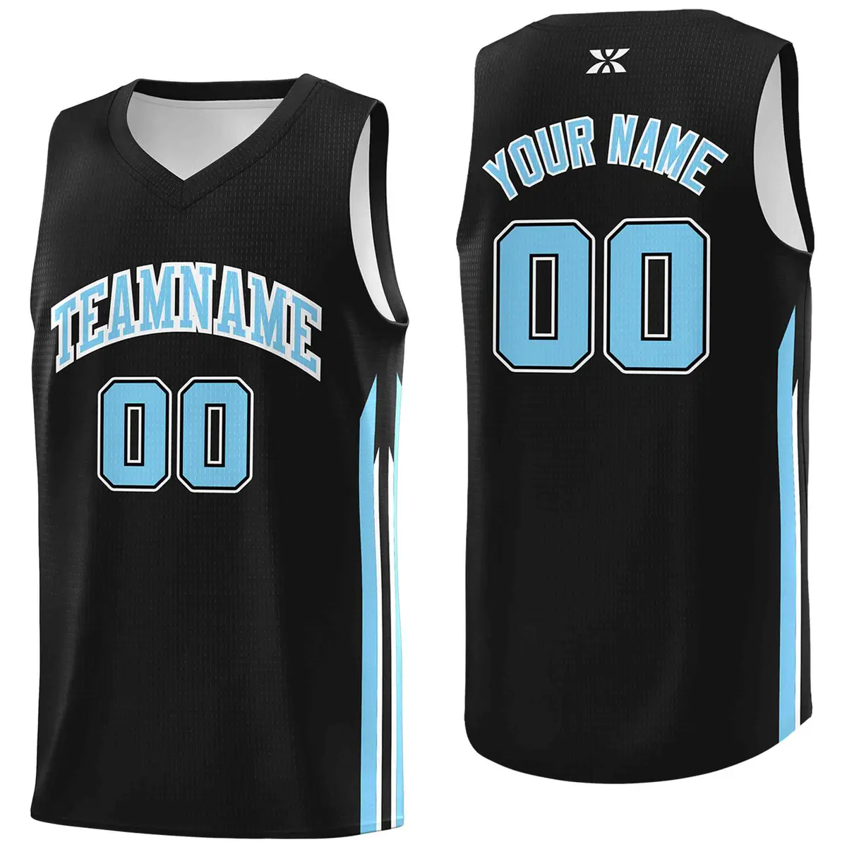 Black Light Blue Classic Tops Mesh Bull Basketball Jersey