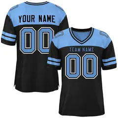 Black Light Blue Color Block Authentic Football Jersey