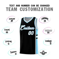 Black Light Blue Color Block Basketball Jersey 4