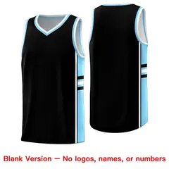 Black Light Blue Color Block Basketball Jersey 6