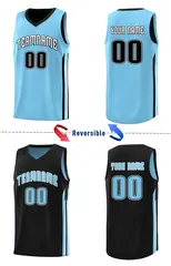 Black Light Blue Double Side Sets Men Basketball Jersey 3