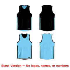 Black Light Blue Double Side Tops Team Basketball Jersey 6