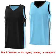 Black Light Blue Double Side Tops Training Basketball Jersey 2
