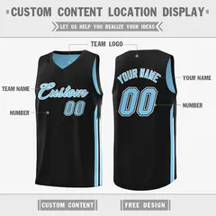Black Light Blue Double Side Tops Training Basketball Jersey 3