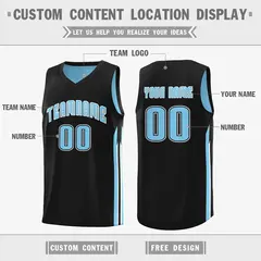 Black Light Blue Double Side Tops Training Basketball Jersey 2