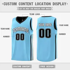 Black Light Blue Double Side Tops Training Basketball Jersey 3