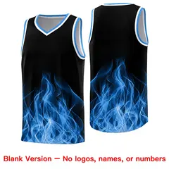 Black Light Blue Flame Graffiti Drapable Basketball Jersey 6
