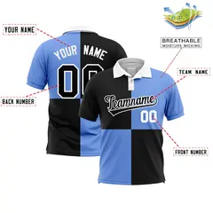 Black Light Blue Four Squares Performance Polo Shirt 2