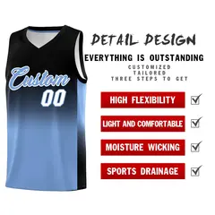 Black Light Blue Gradient Fashion Basketball Jersey 2