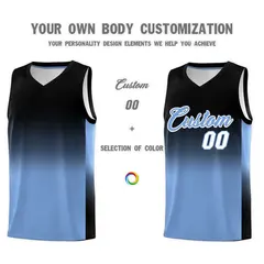 Black Light Blue Gradient Fashion Basketball Jersey 3