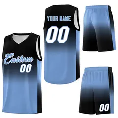 Black Light Blue Gradient Fashion Basketball Jersey 7