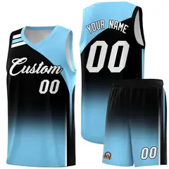 Black Light Blue Gradient Fashion Basketball Jersey 1