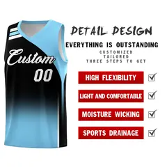 Black Light Blue Gradient Fashion Basketball Jersey 2