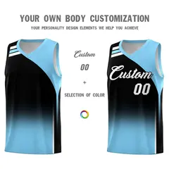 Black Light Blue Gradient Fashion Basketball Jersey 3