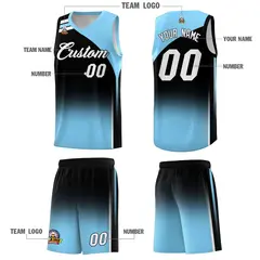 Black Light Blue Gradient Fashion Basketball Jersey 5