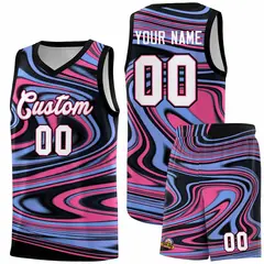 Black Light Blue Graffiti Fluids Basketball Jersey Sets 1
