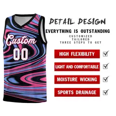 Black Light Blue Graffiti Fluids Basketball Jersey Sets 2