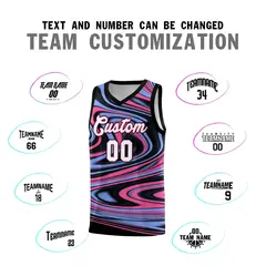 Black Light Blue Graffiti Fluids Basketball Jersey Sets 4