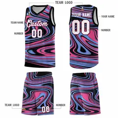 Black Light Blue Graffiti Fluids Basketball Jersey Sets 5