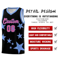 Black Light Blue Graffiti Star Pattern Basketball Jersey 2