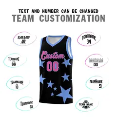 Black Light Blue Graffiti Star Pattern Basketball Jersey 4