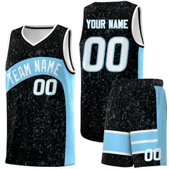 Black Light Blue Irregular Dot Graffiti Basketball Jersey 1