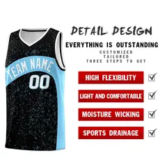 Black Light Blue Irregular Dot Graffiti Basketball Jersey 2