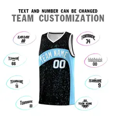 Black Light Blue Irregular Dot Graffiti Basketball Jersey 4