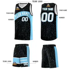 Black Light Blue Irregular Dot Graffiti Basketball Jersey 5