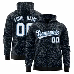 Black Light Blue Leopard Print Varsity Full-Zip Letterman Jacket Hoodie 1