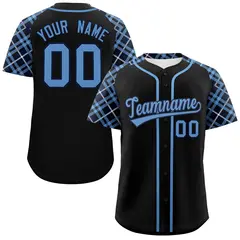 Black Light Blue Navy Raglan Baseball Jersey 1
