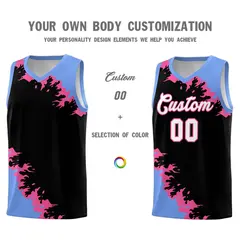 Black Light Blue-Pink Sparkle Print Pattern Basketball Kits 3