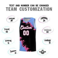 Black Light Blue-Pink Sparkle Print Pattern Basketball Kits 4